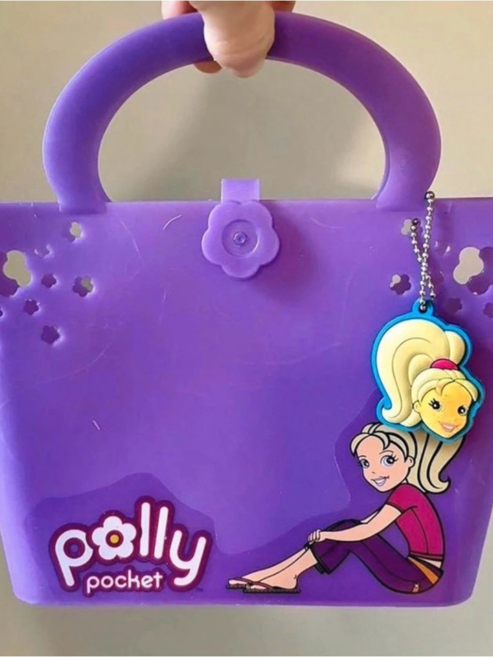 Y2K Polly Pocket Purple Jelly Mini Tote Bag w/ Charm